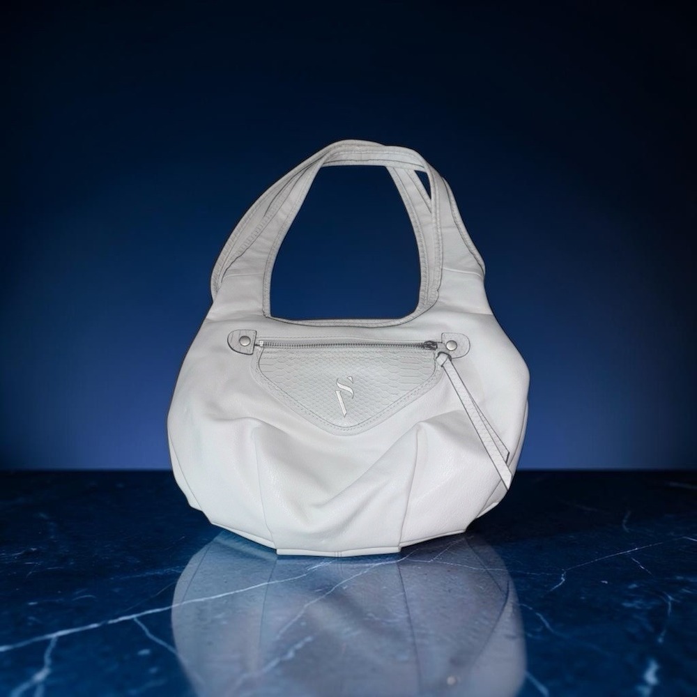 Simply Vera Wang Sidekick Satchel White Hobo Handbag Purse Y2K